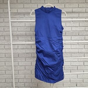 Zara Cobalt Blue Sleeveless Ruched Mini Dress